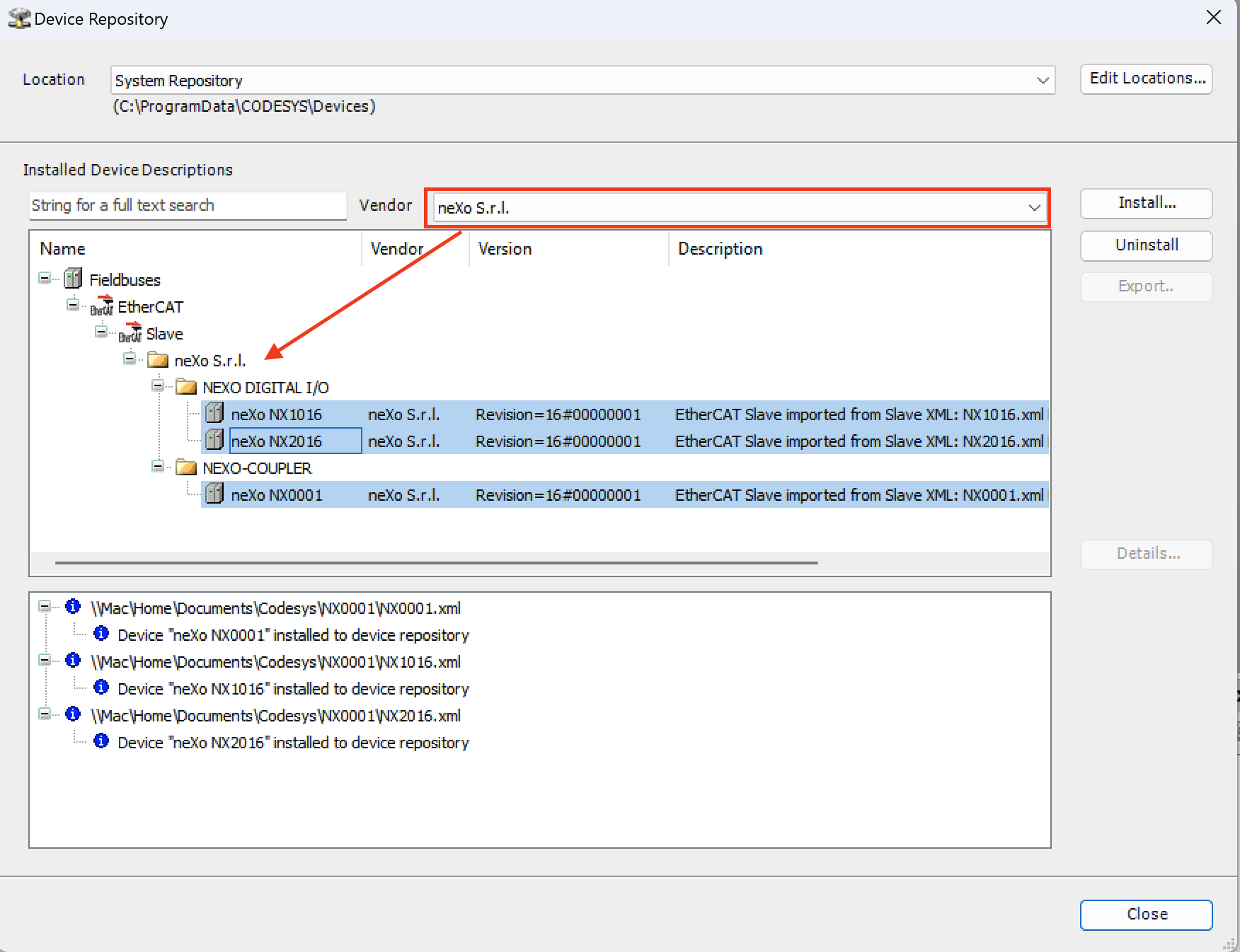 Device in list